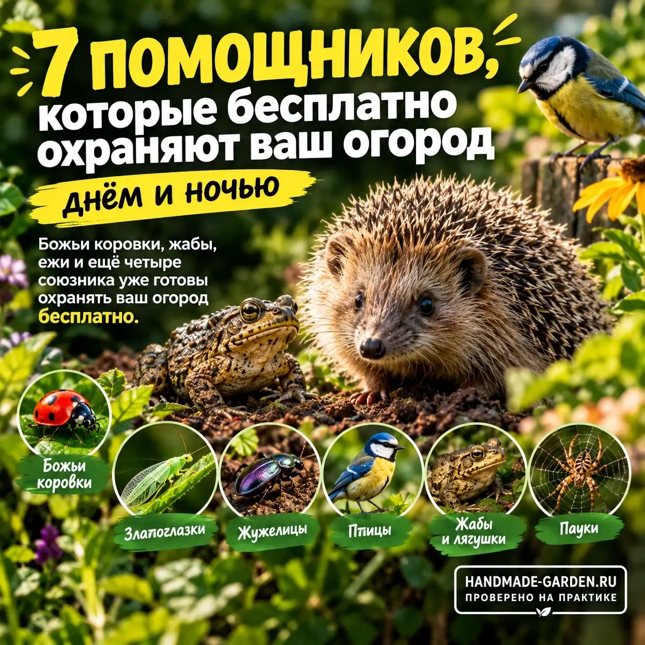 Семь помощников, которые бесплатно охраняют ваш огород днём и ночью