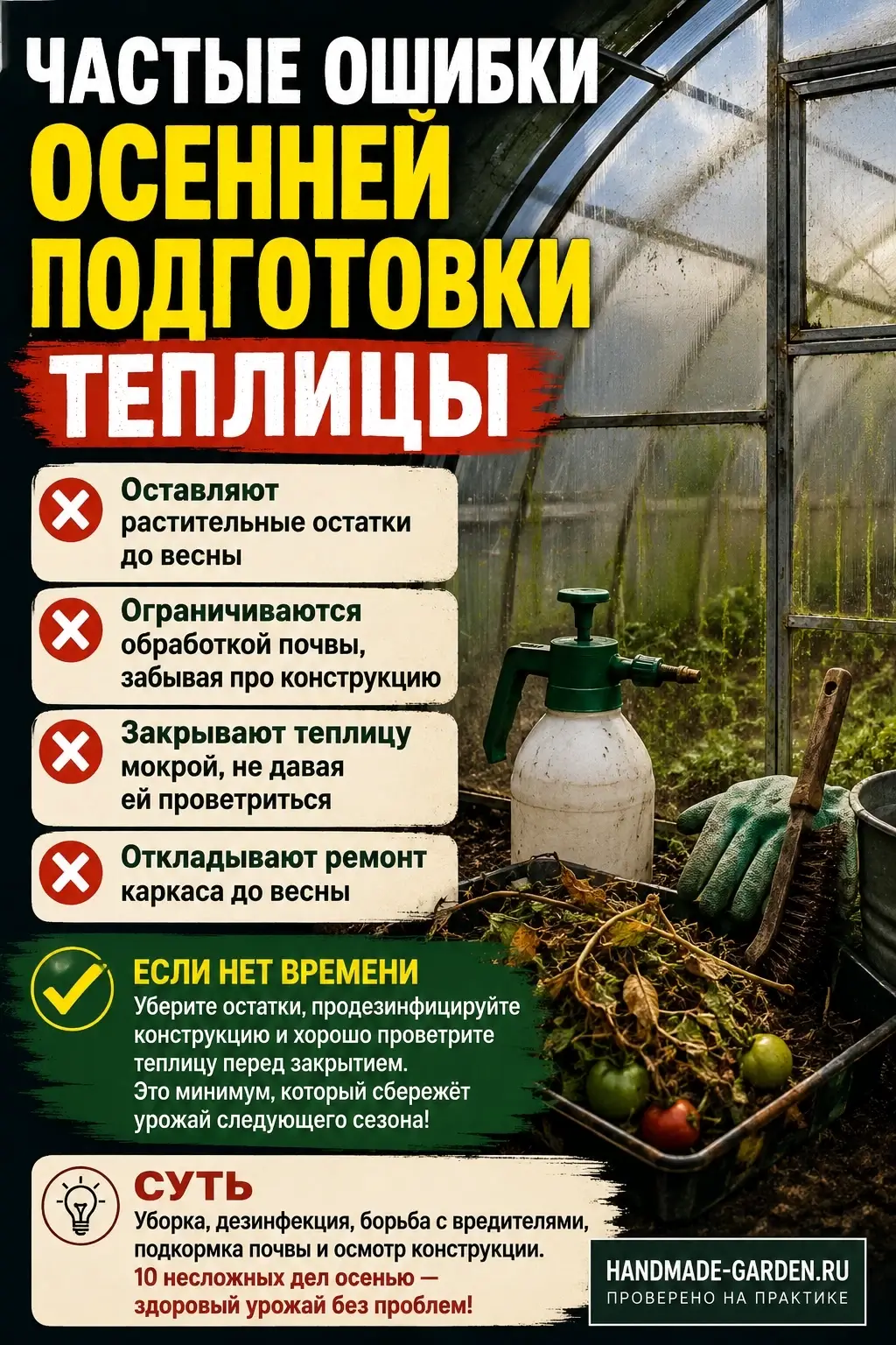 Частые ошибки осенней подготовки теплицы