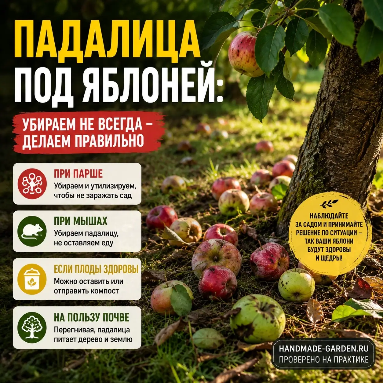 Падалица под яблоней: оставить или убрать