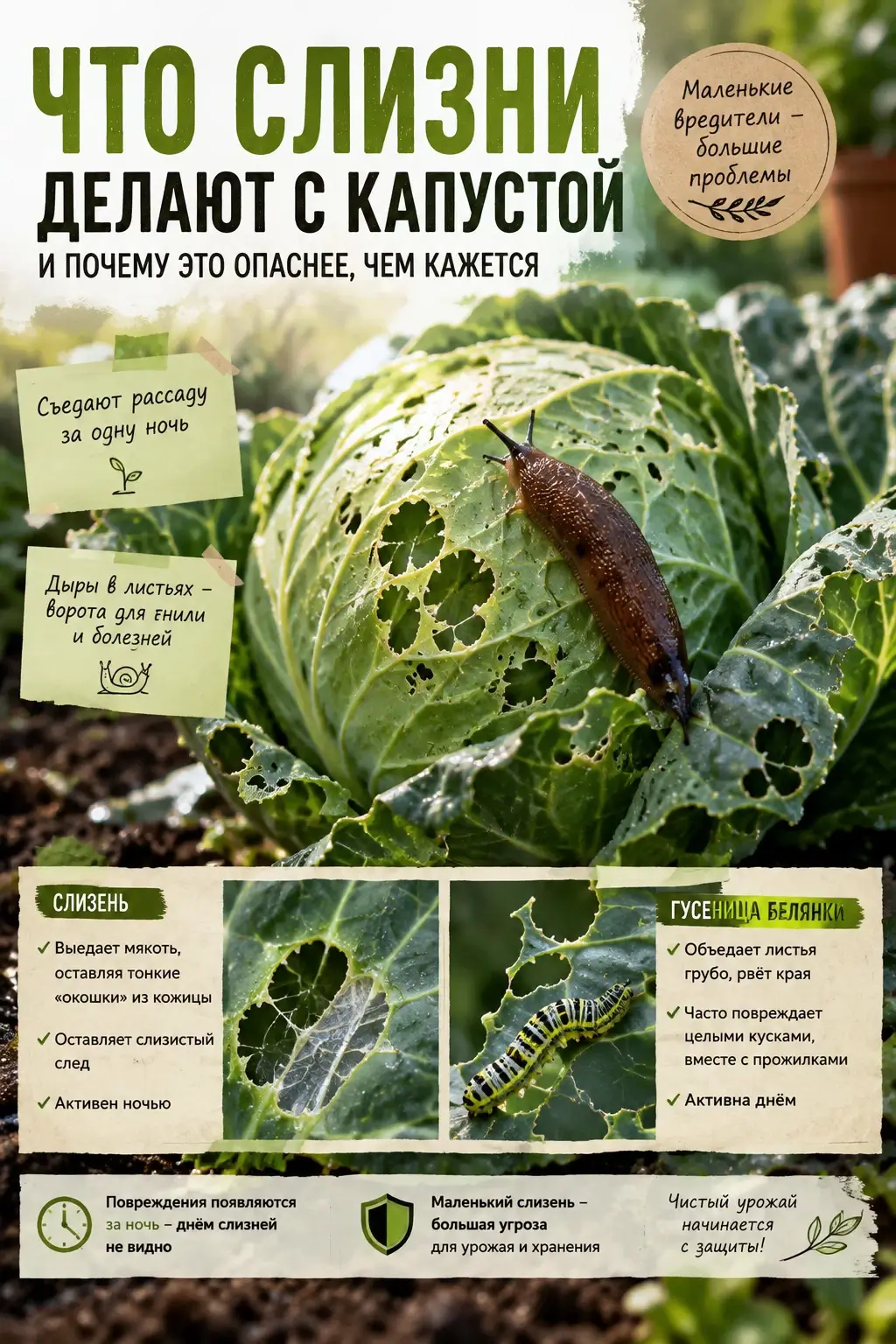 Что слизни делают с капустой
