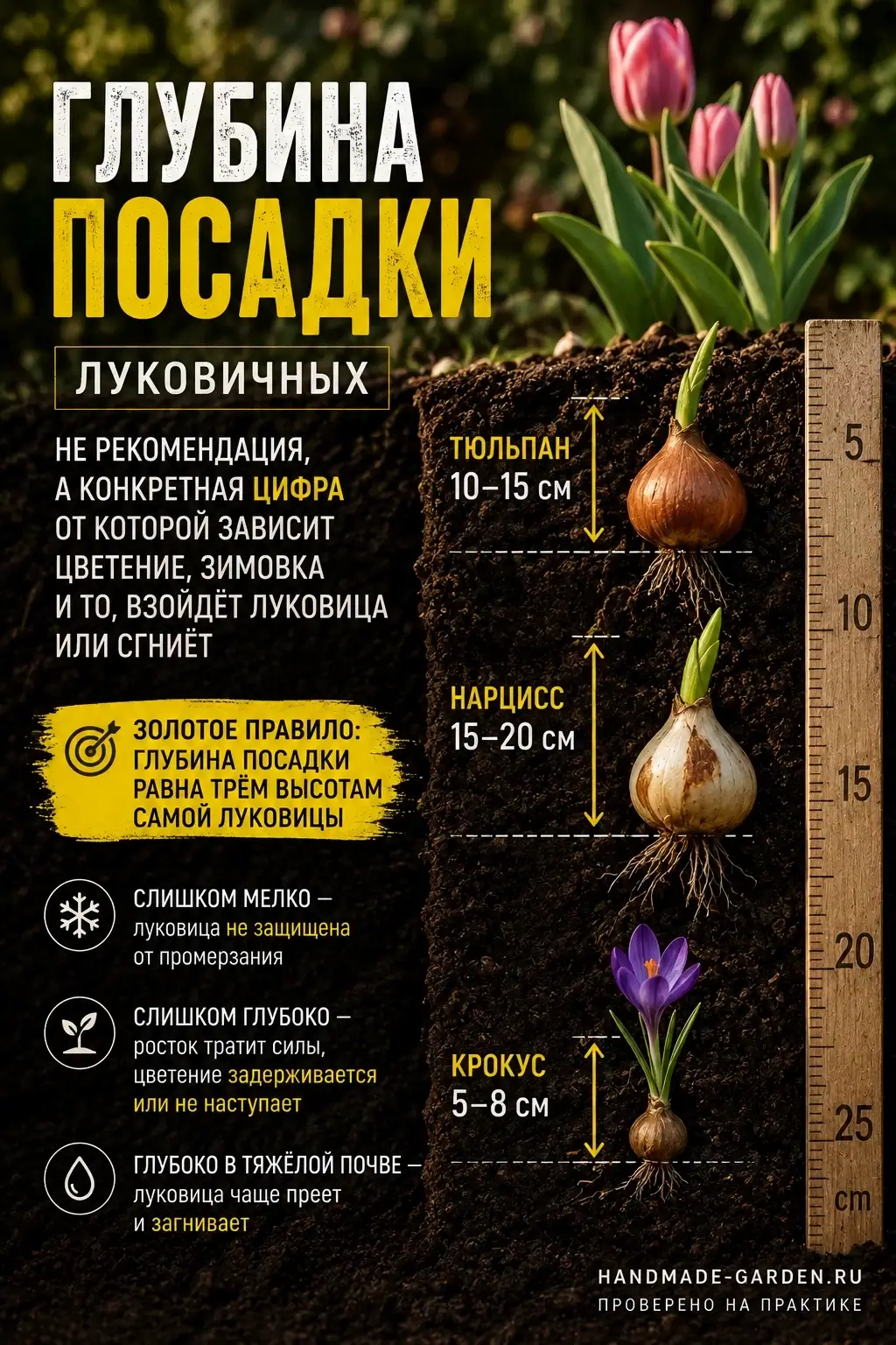 Глубина посадки луковичных цветов
