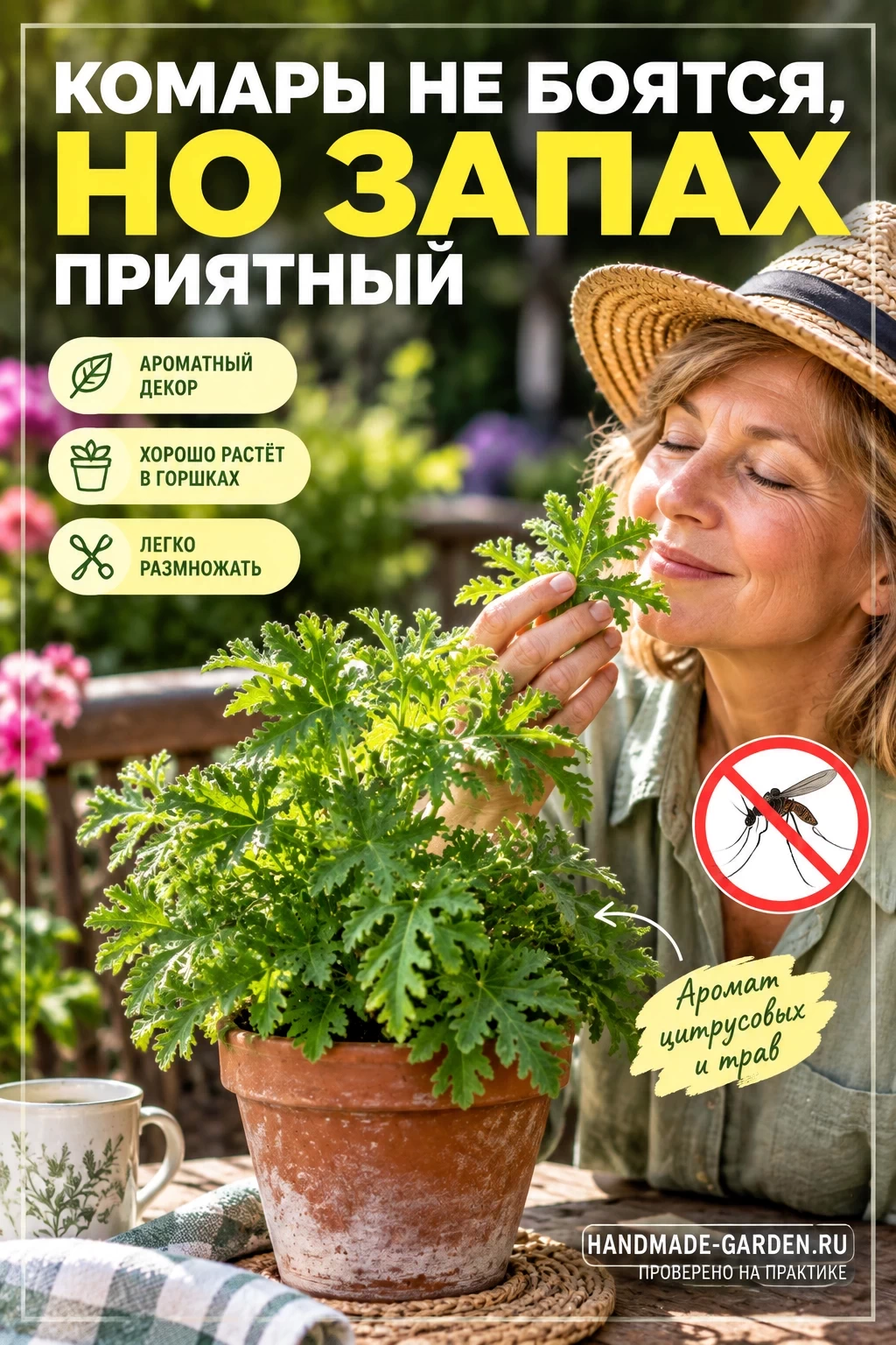 ароматные растения - пеларгонию, мяту, лаванду - там, где они вам нравятся
