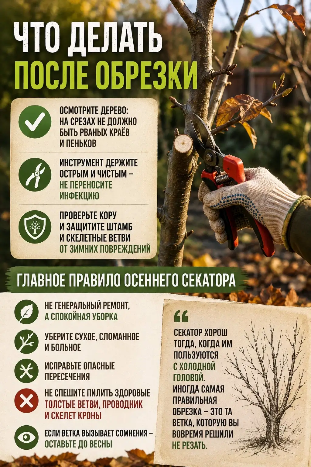 Что делать после обрезки