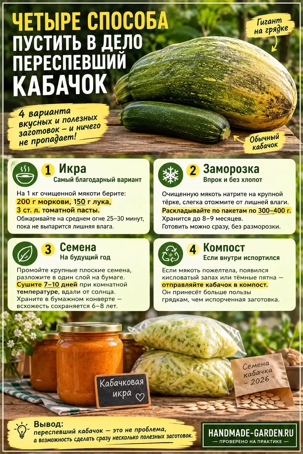Приготовим из переспевшего кабачка