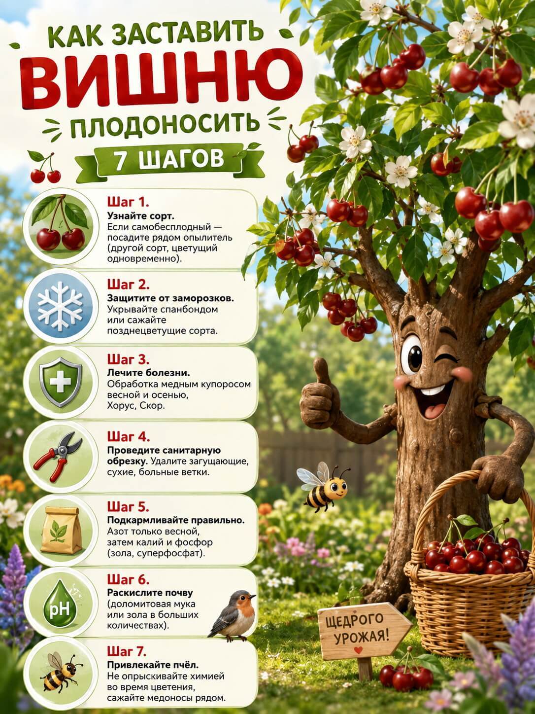 Шпаргалка: как заставить вишню плодоносить