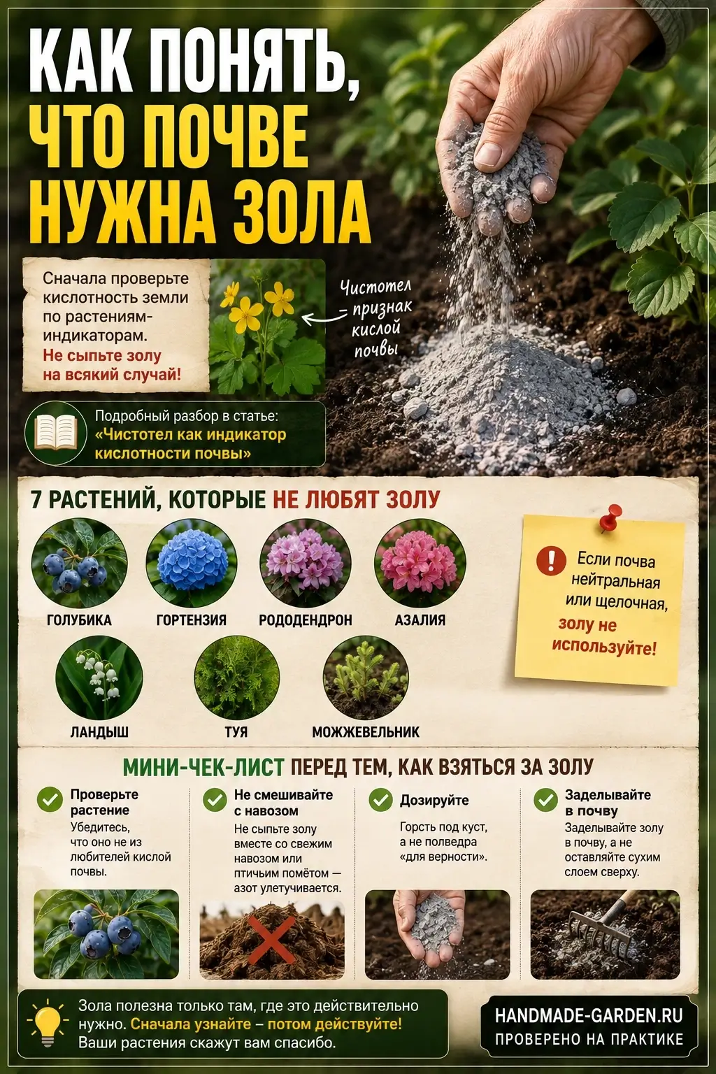 Как понять, что почве нужна зола