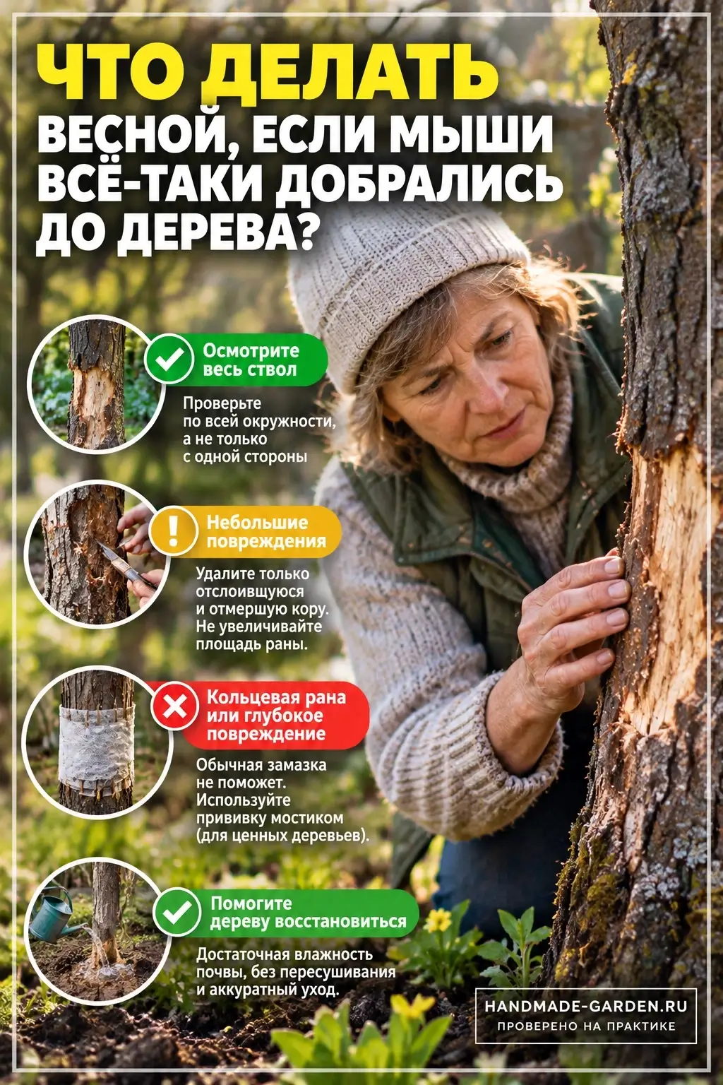 Что делать весной, если мыши всё-таки добрались до дерева