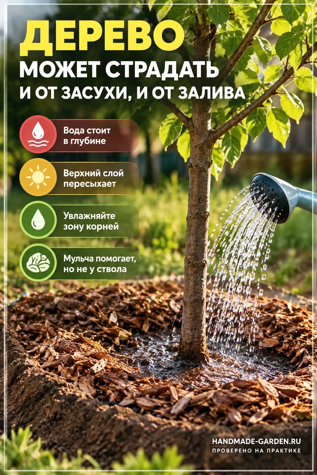 дерево может одновременно страдать от переувлажнения и испытывать нехватку влаги