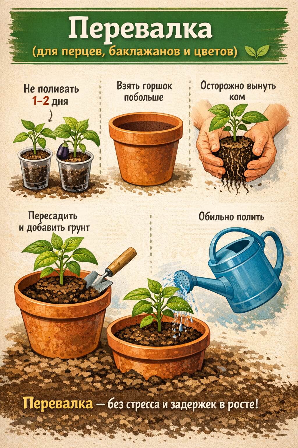 "Перевалка" (для перцев, баклажанов и цветов)