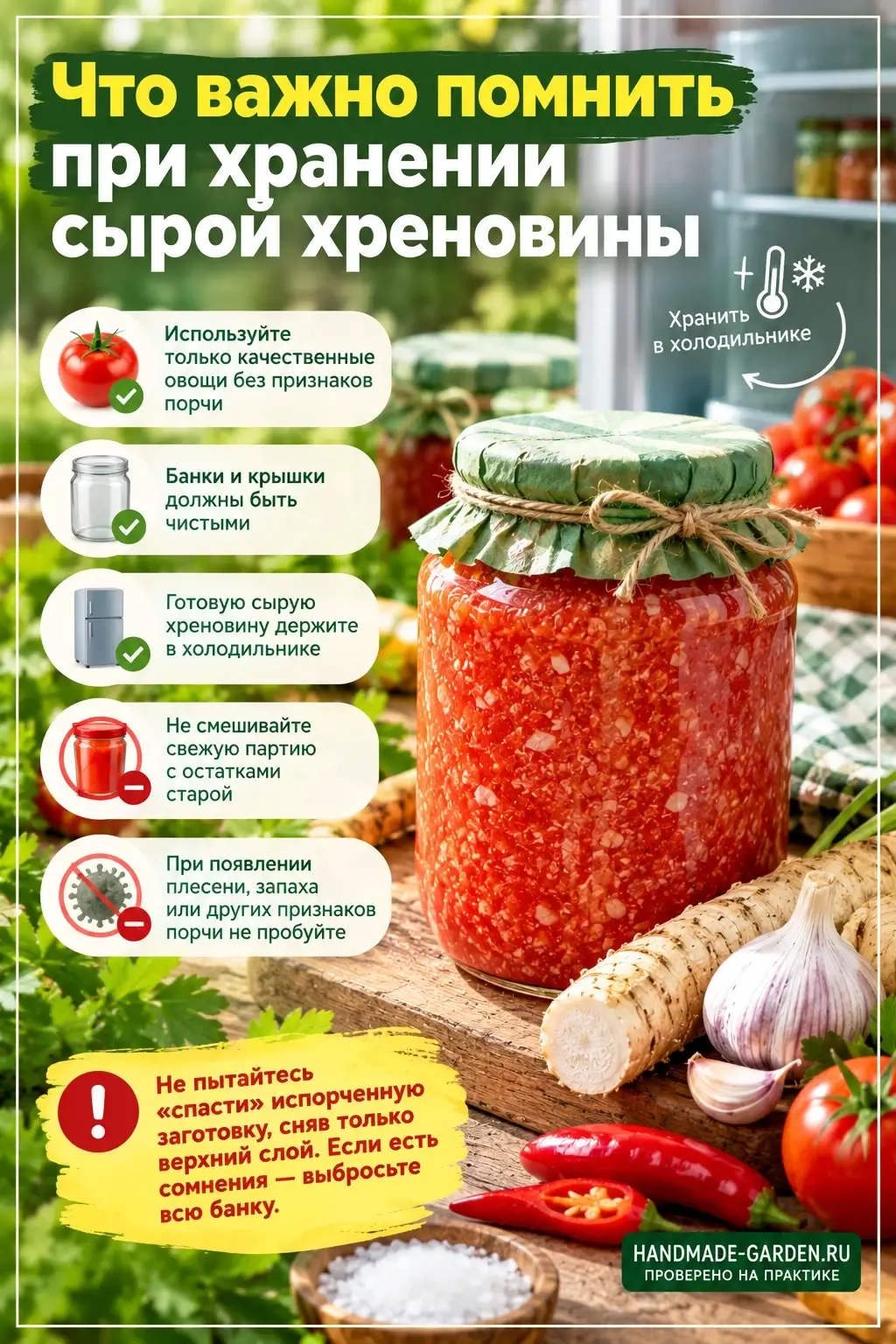 Что важно помнить при хранении сырой хреновины