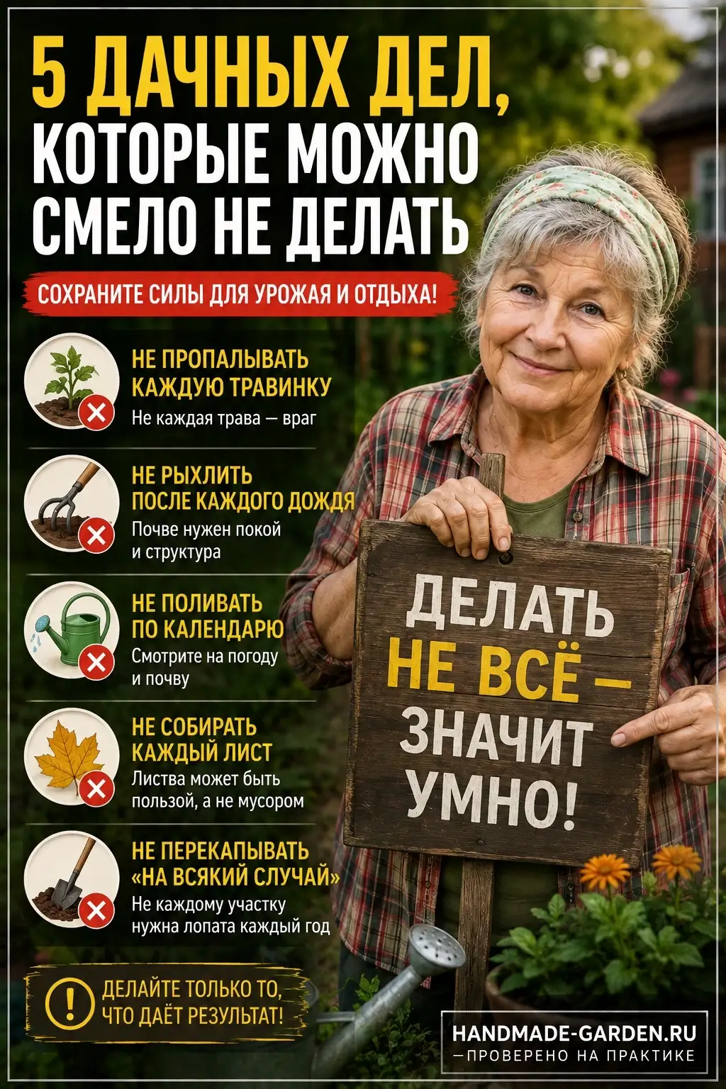 какие дела можно сократить, чтобы сохранить силы для растений, урожая и отдыха