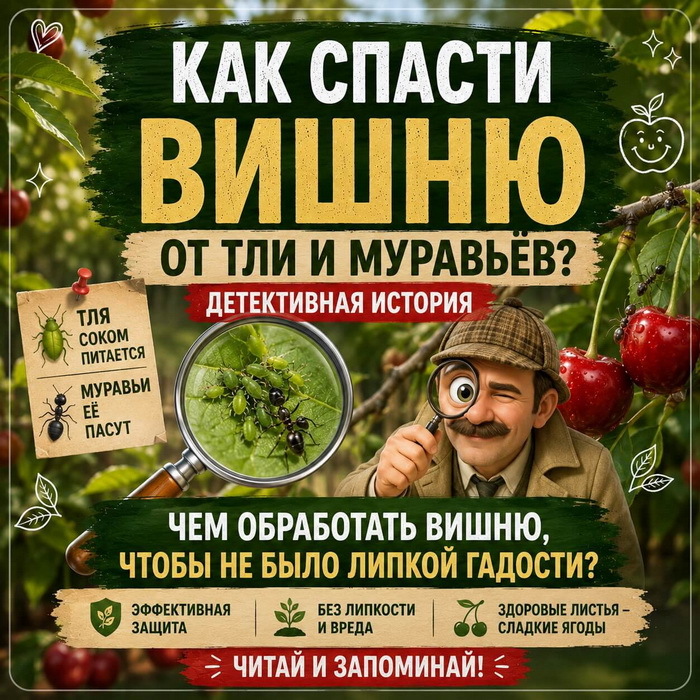 Как спасти вишню от тли и муравьёв