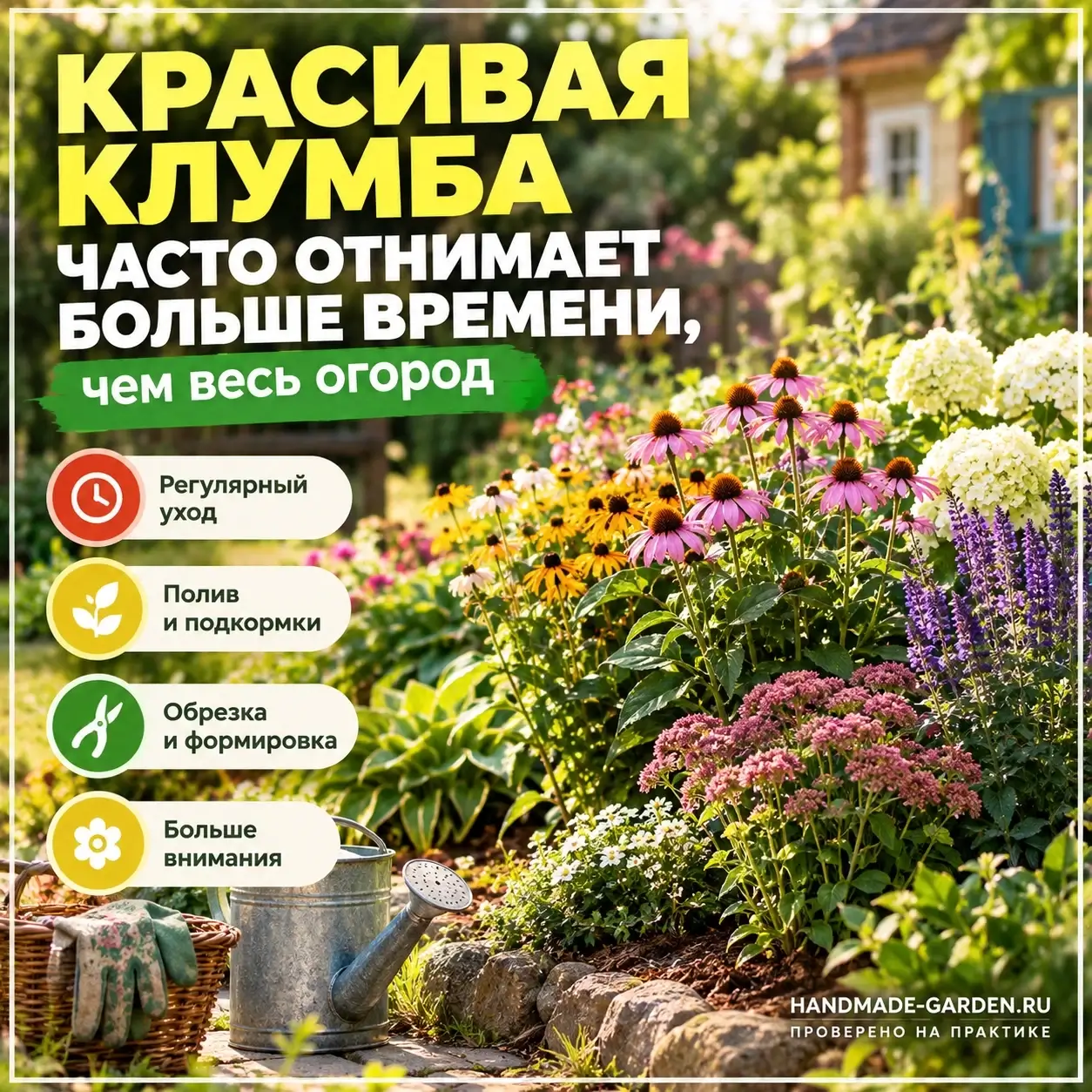 Красивая клумба часто отнимает больше времени, чем весь огород