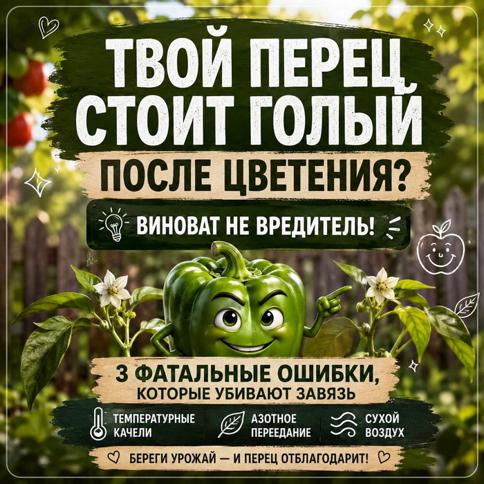 перец стоит голый после цветения