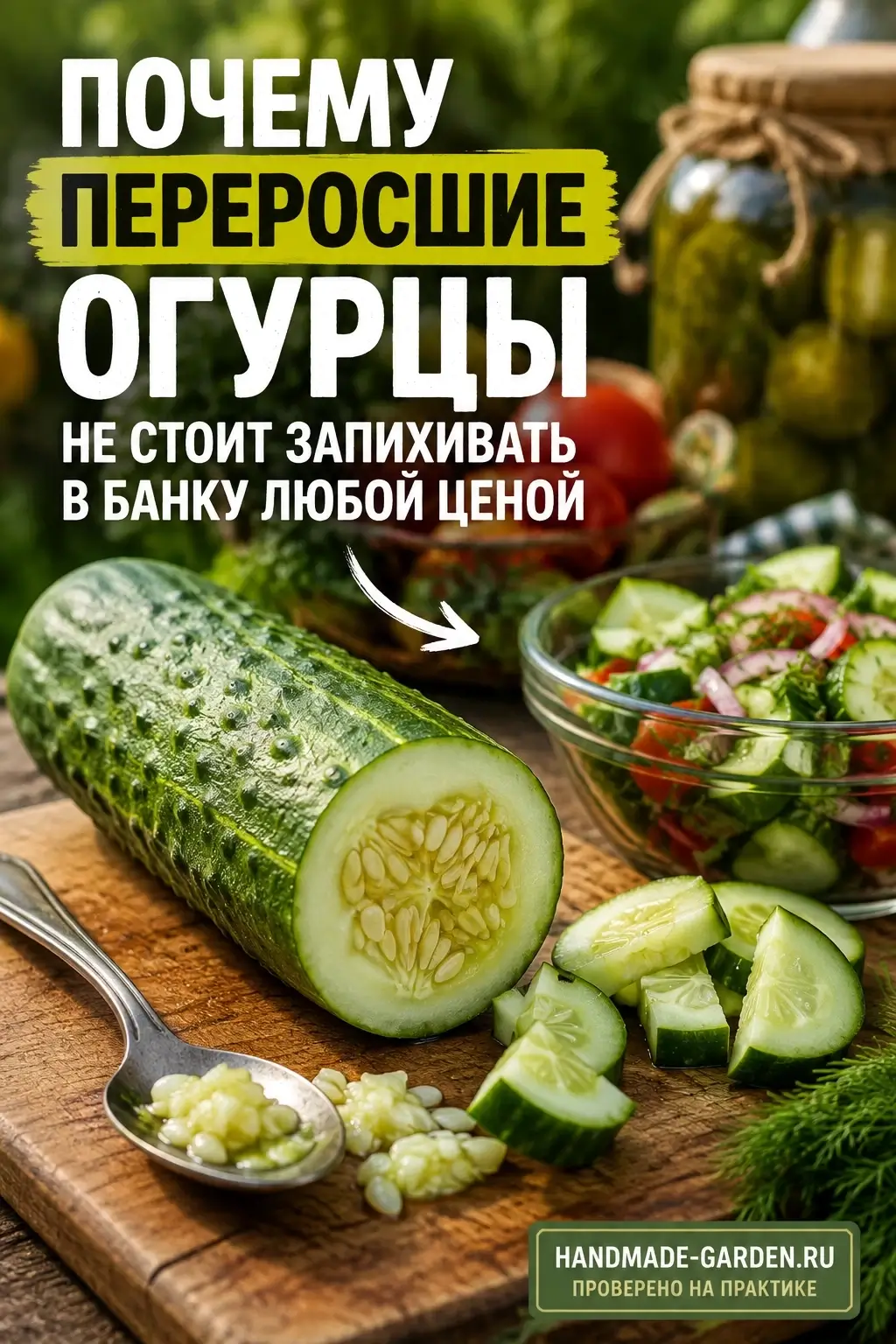 Переросшие огурцы хорошо подходят для заготовок кусочками