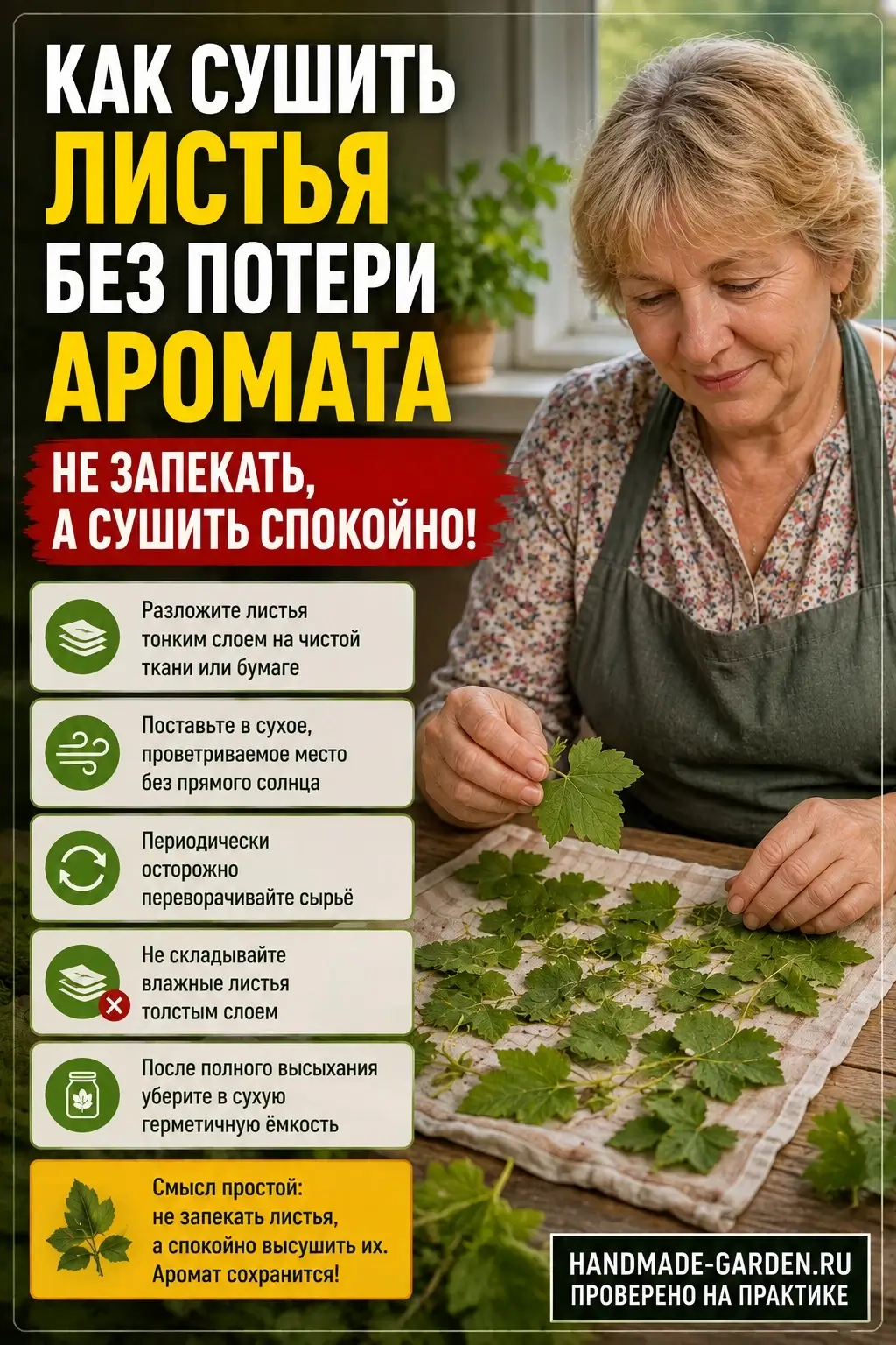 Сушка листьев смородины