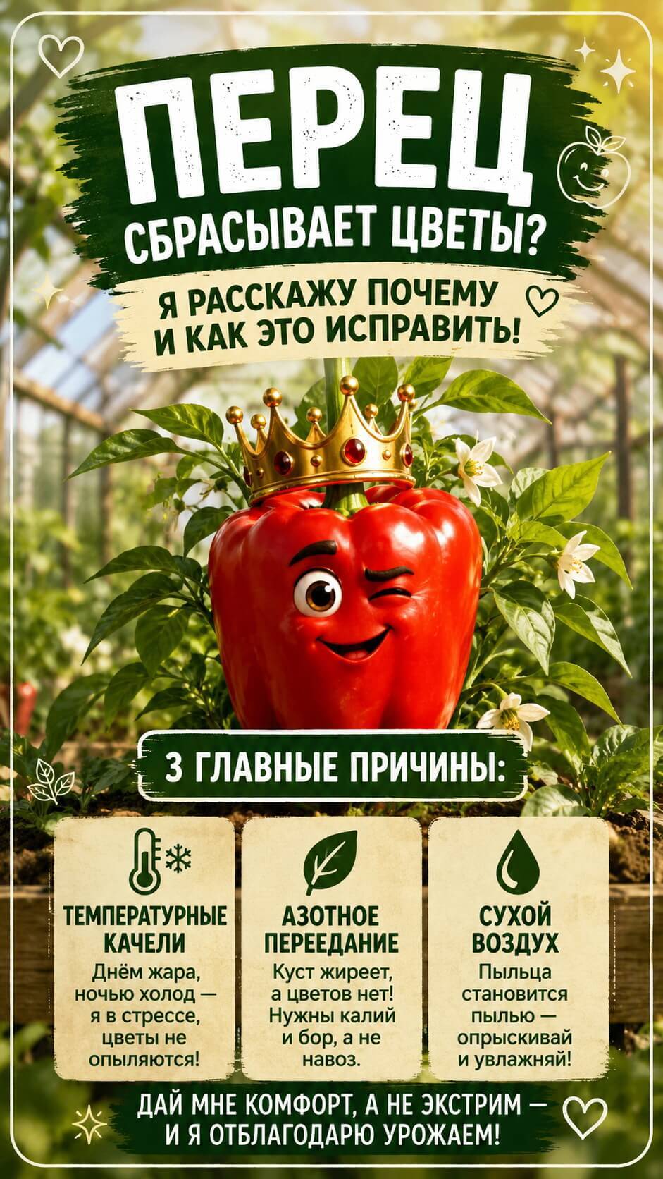 Жирующий перец  сбрасывает цветы