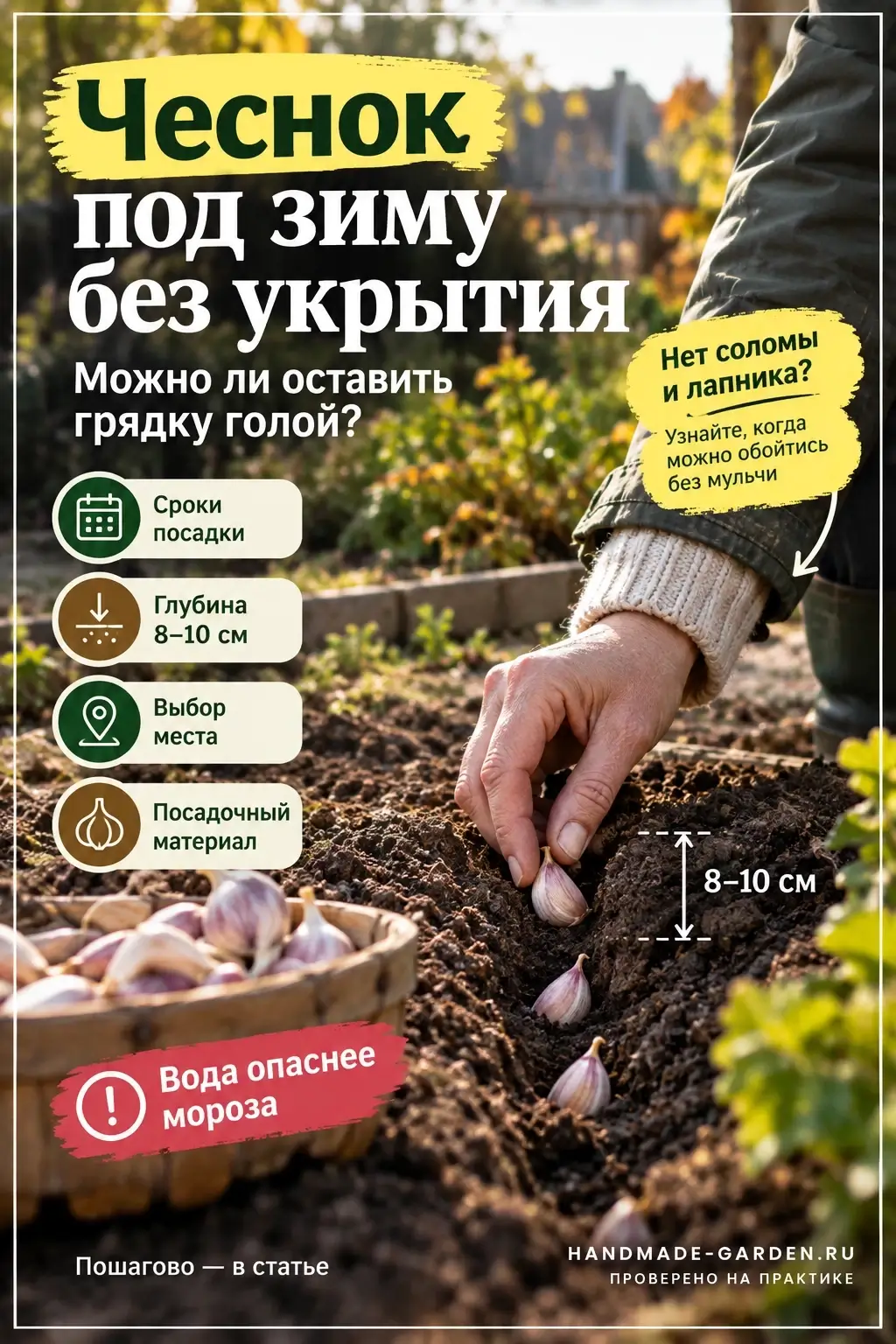 Грядка должна быть сухой. Это важнее толстого укрытия