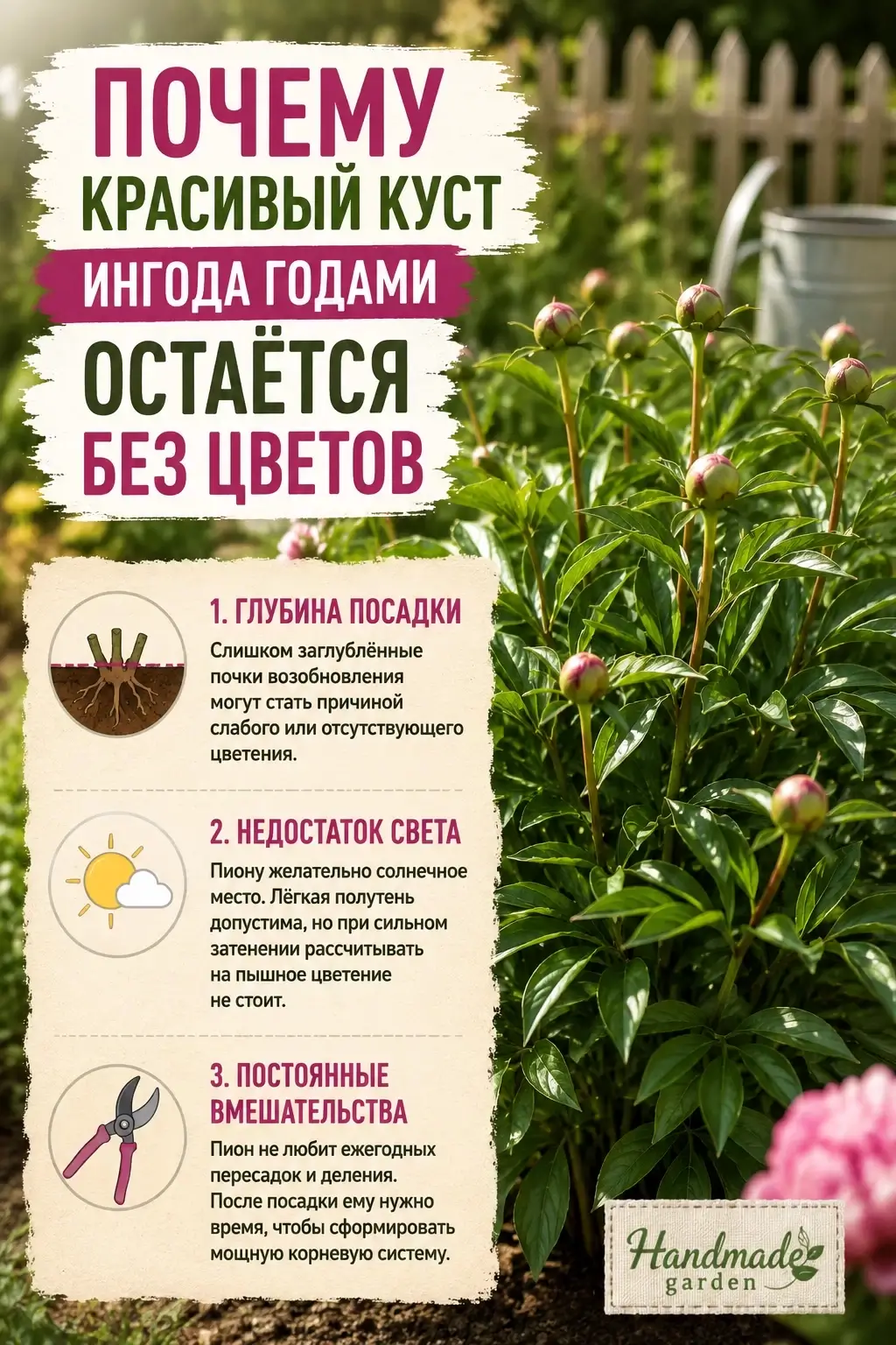 Почему красивый куст иногда годами остаётся без цветов
