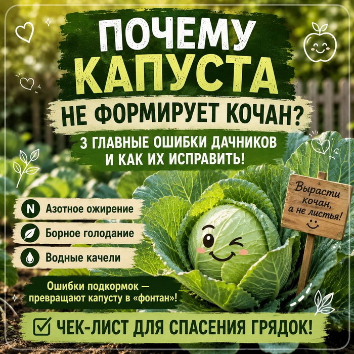 Твоя капуста гонит огромные лопухи, но без кочана?