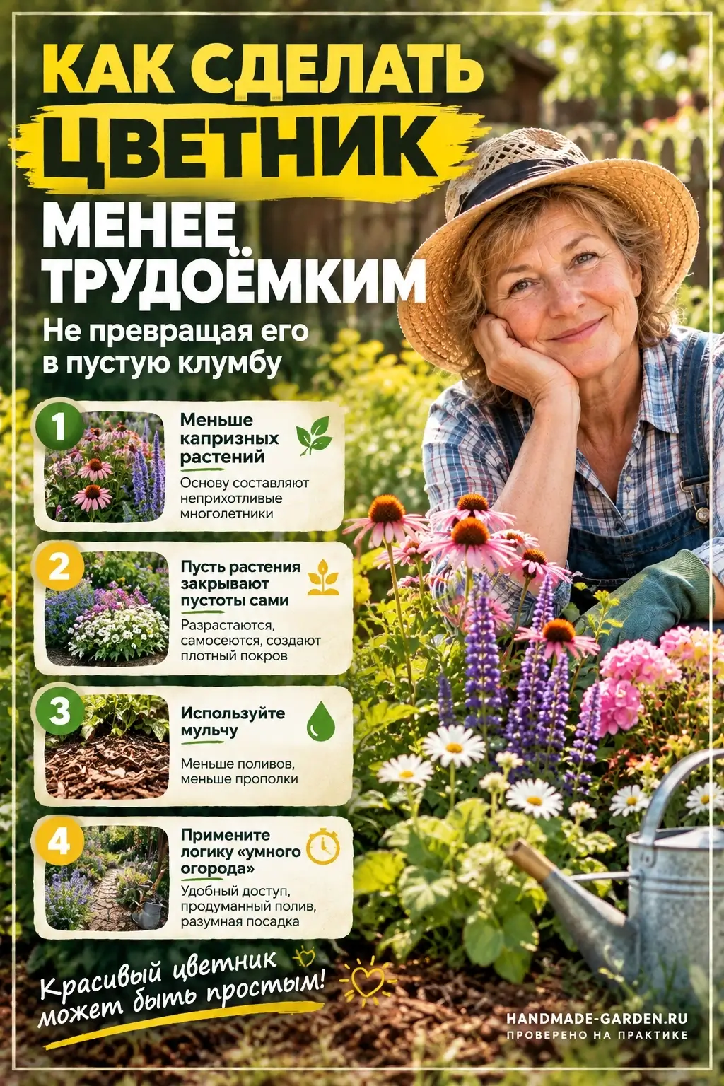 Как сделать цветник менее трудоёмким