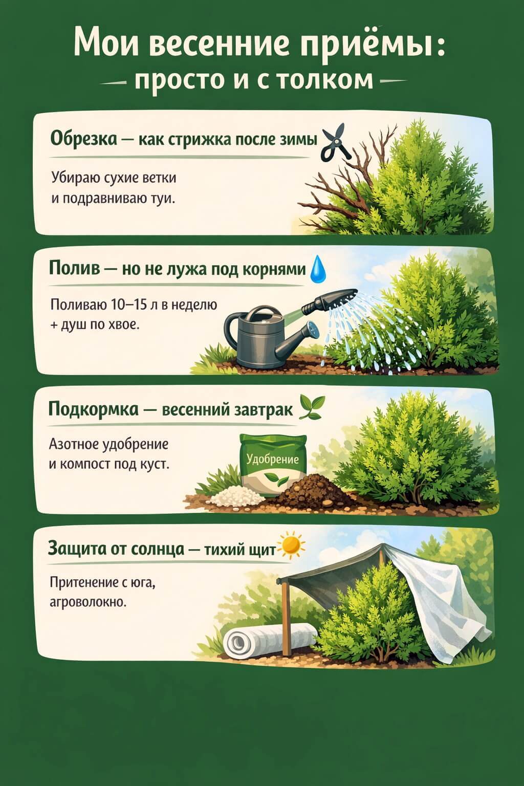 Чек-лист опрыскивания туи
