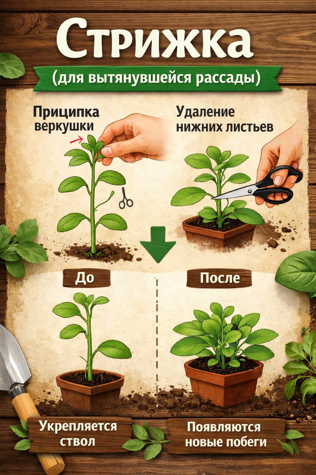 "Стрижка" (для вытянувшейся рассады)