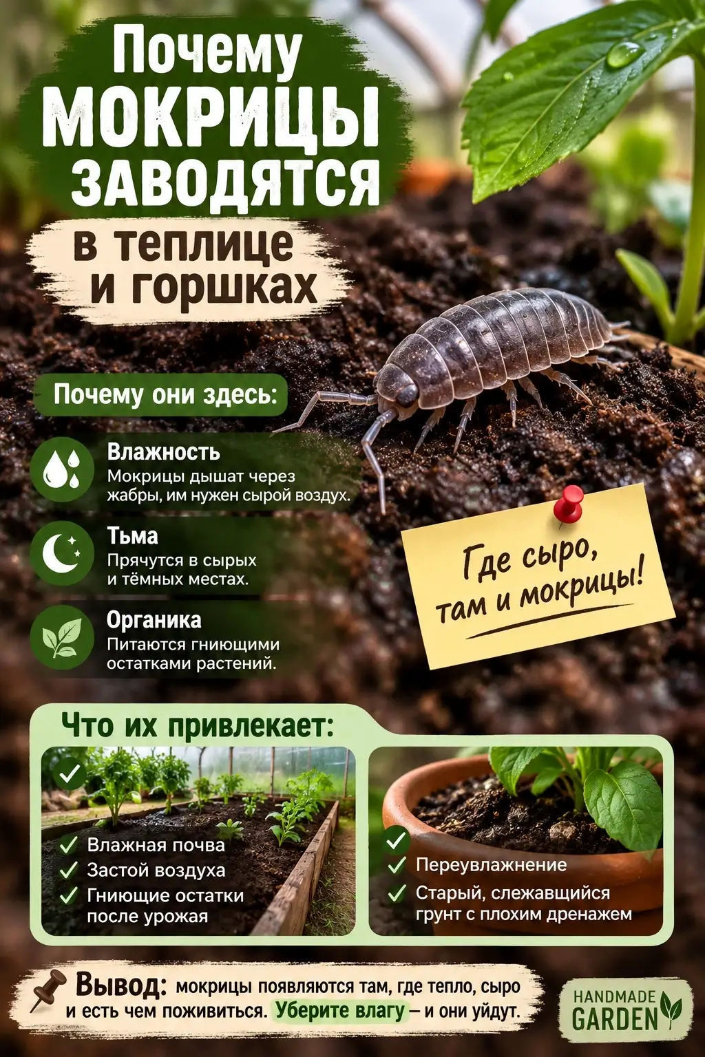 Что привлекает мокриц в теплице и цветочных горшках