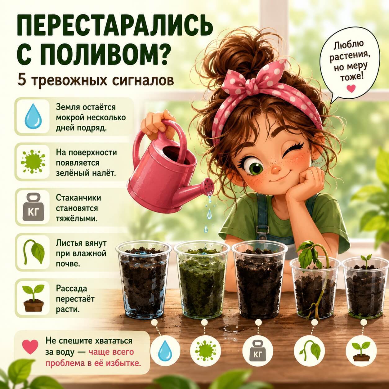 неправильный полив рассады