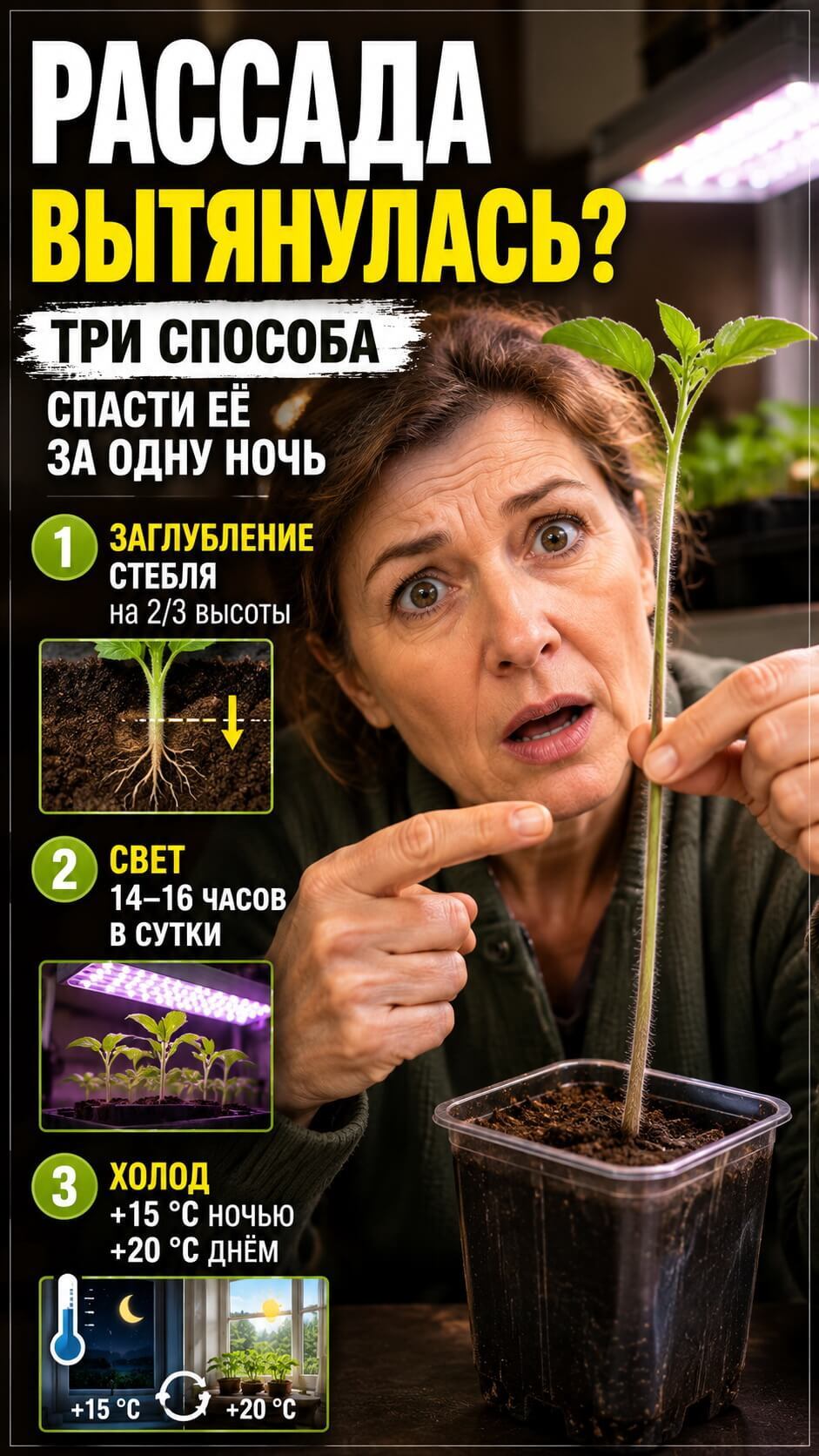 Рассада вытянулась