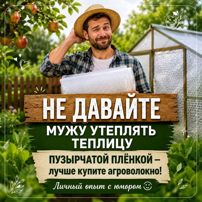 Не давайте мужу утеплять теплицу пузырчатой плёнкой