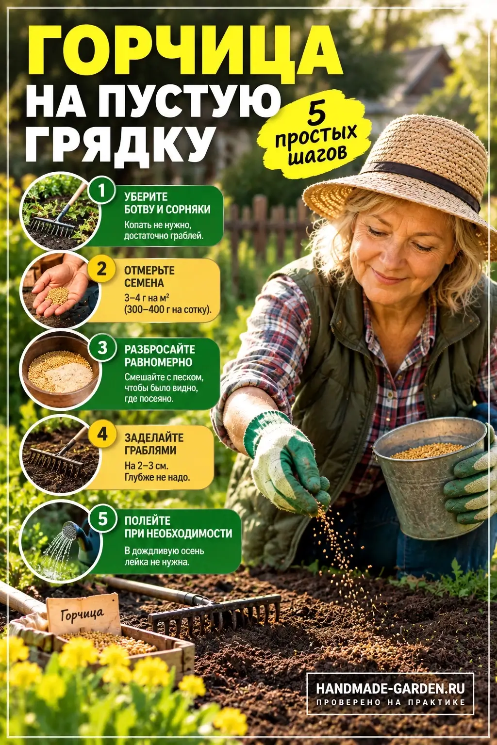 посеять горчицу на пустую грядку