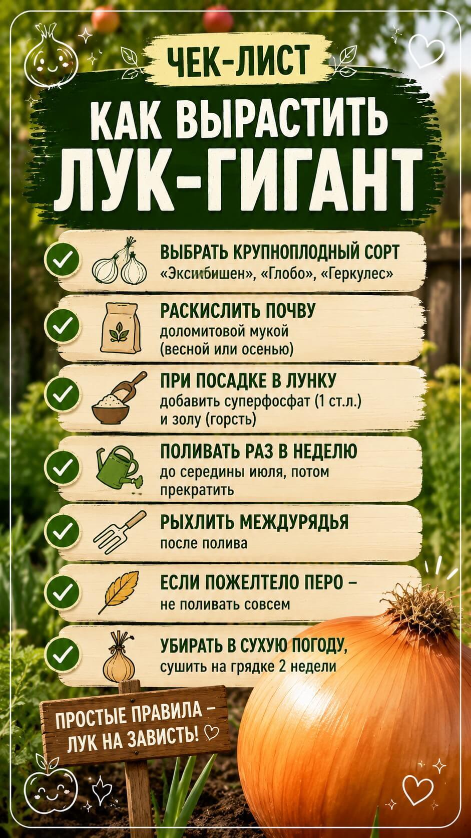Мой чек-лист «Как вырастить лук-гигант»