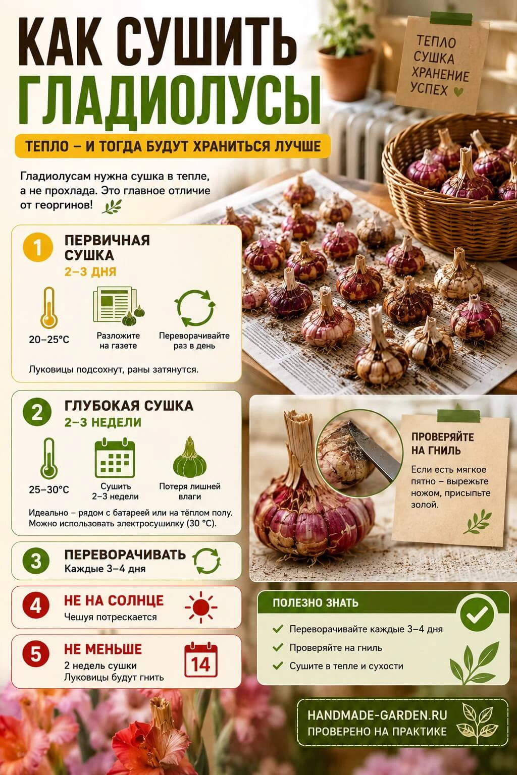 После выкопки луковицы нужно просушить