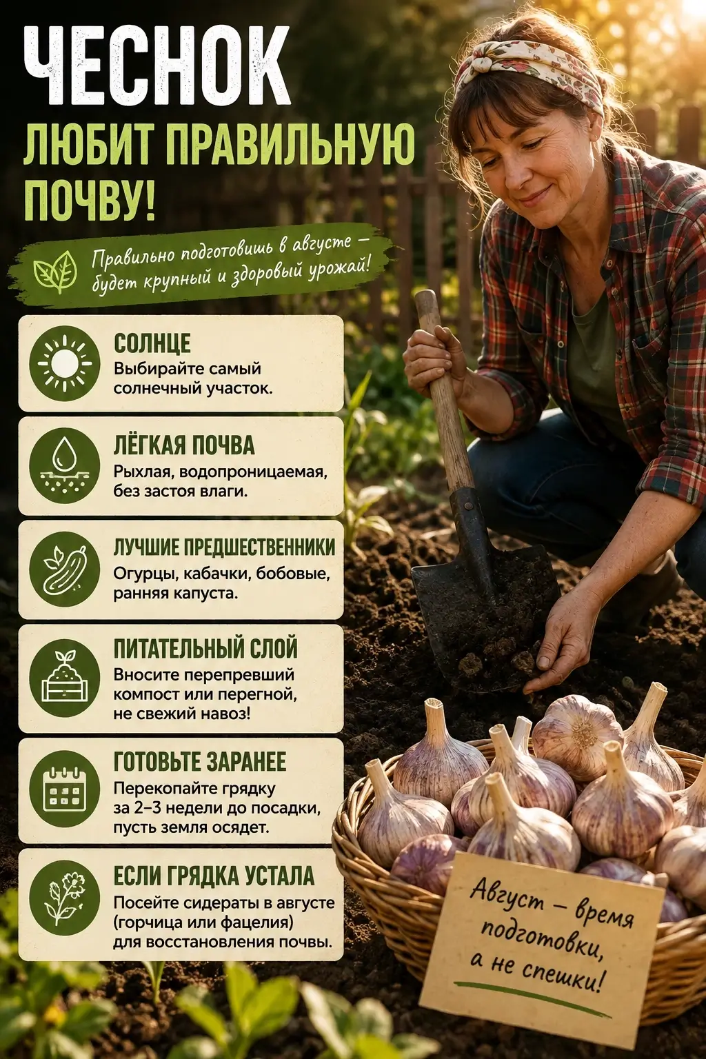 Подготовка земли к посадке озимого чеснока