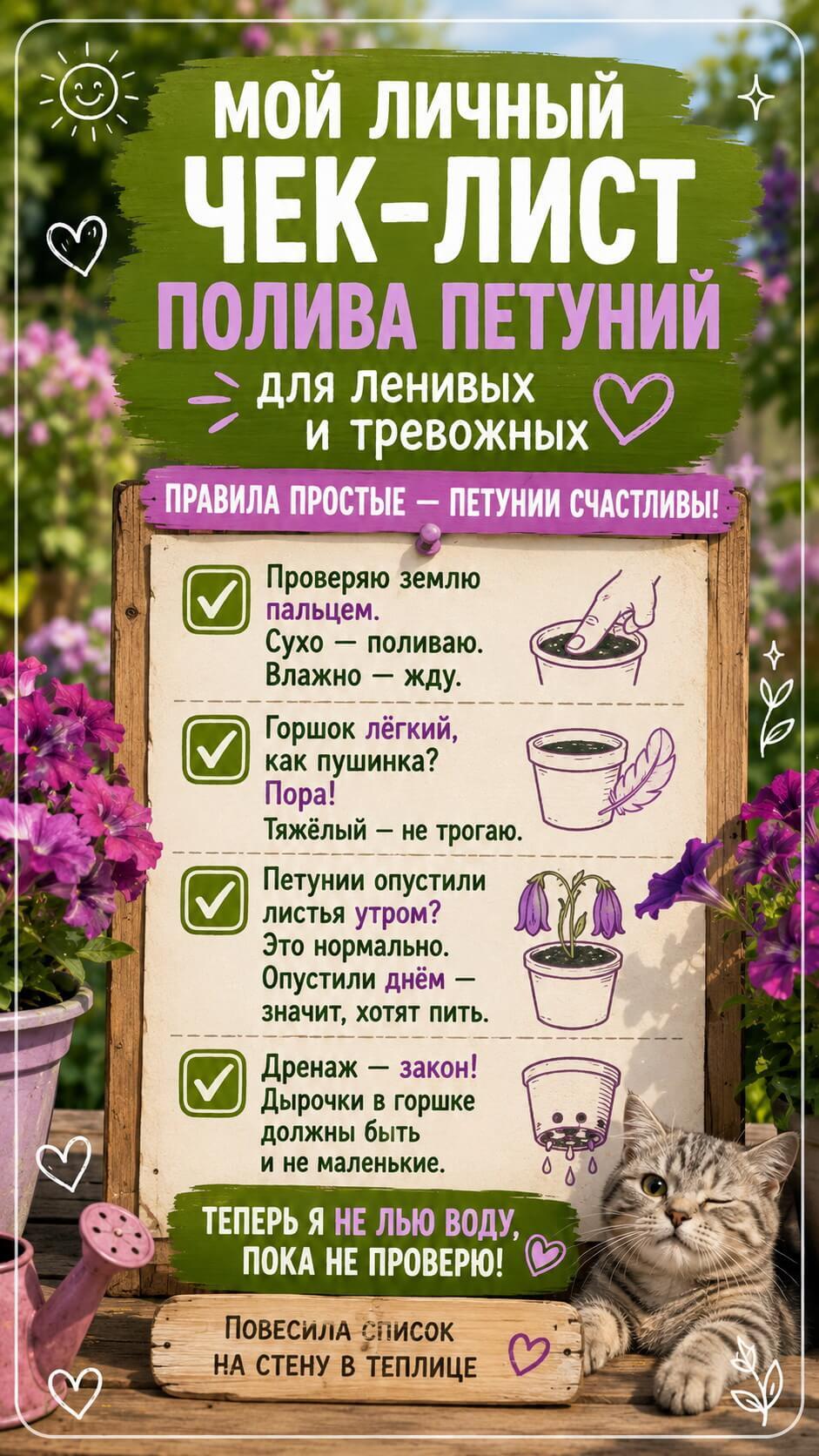 Полив петуний без утопления