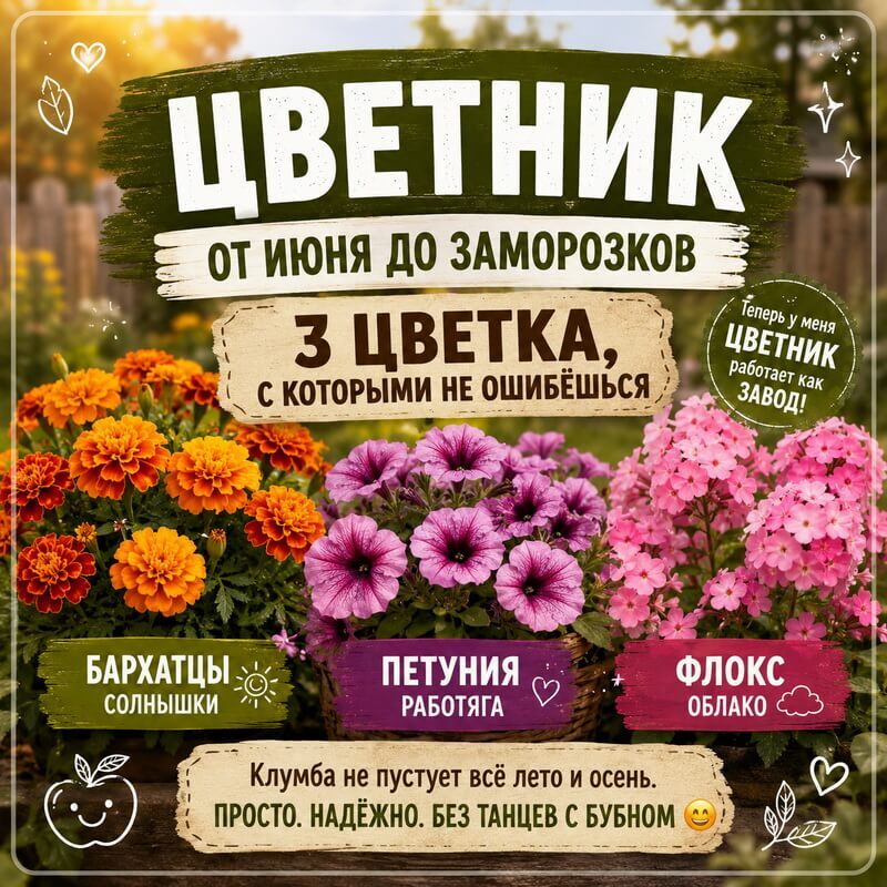 Какие 3 цветка посадить, чтобы цвели всё лето