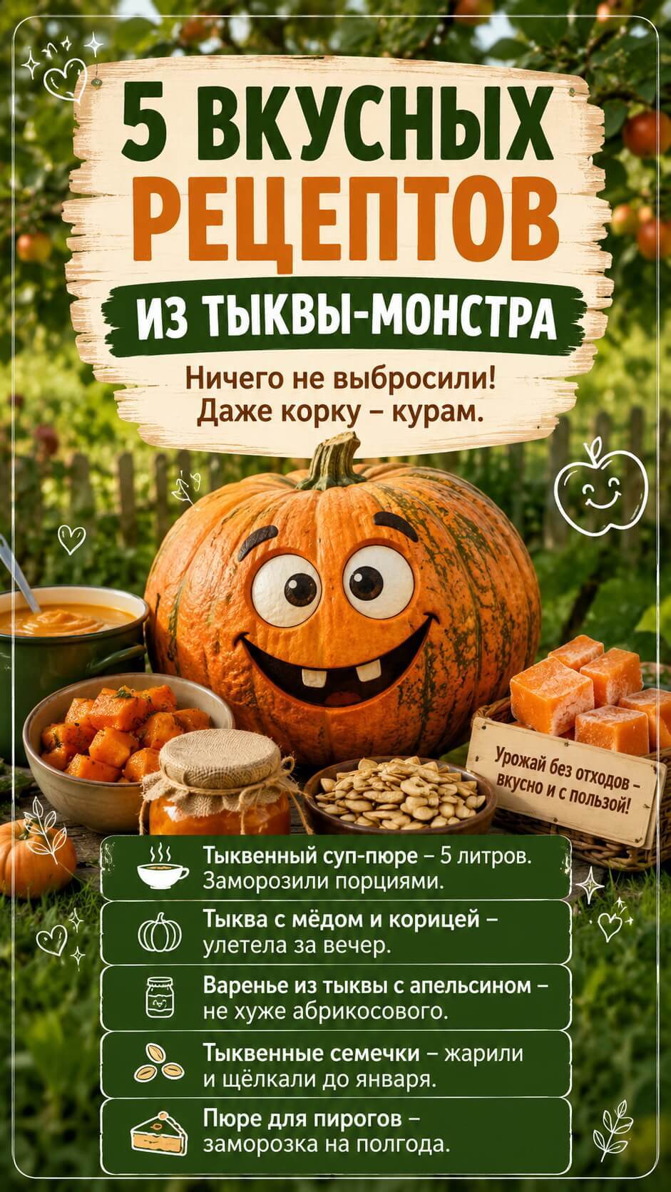 Что мы приготовили из тыквы-монстра (идеи для больших тыкв)