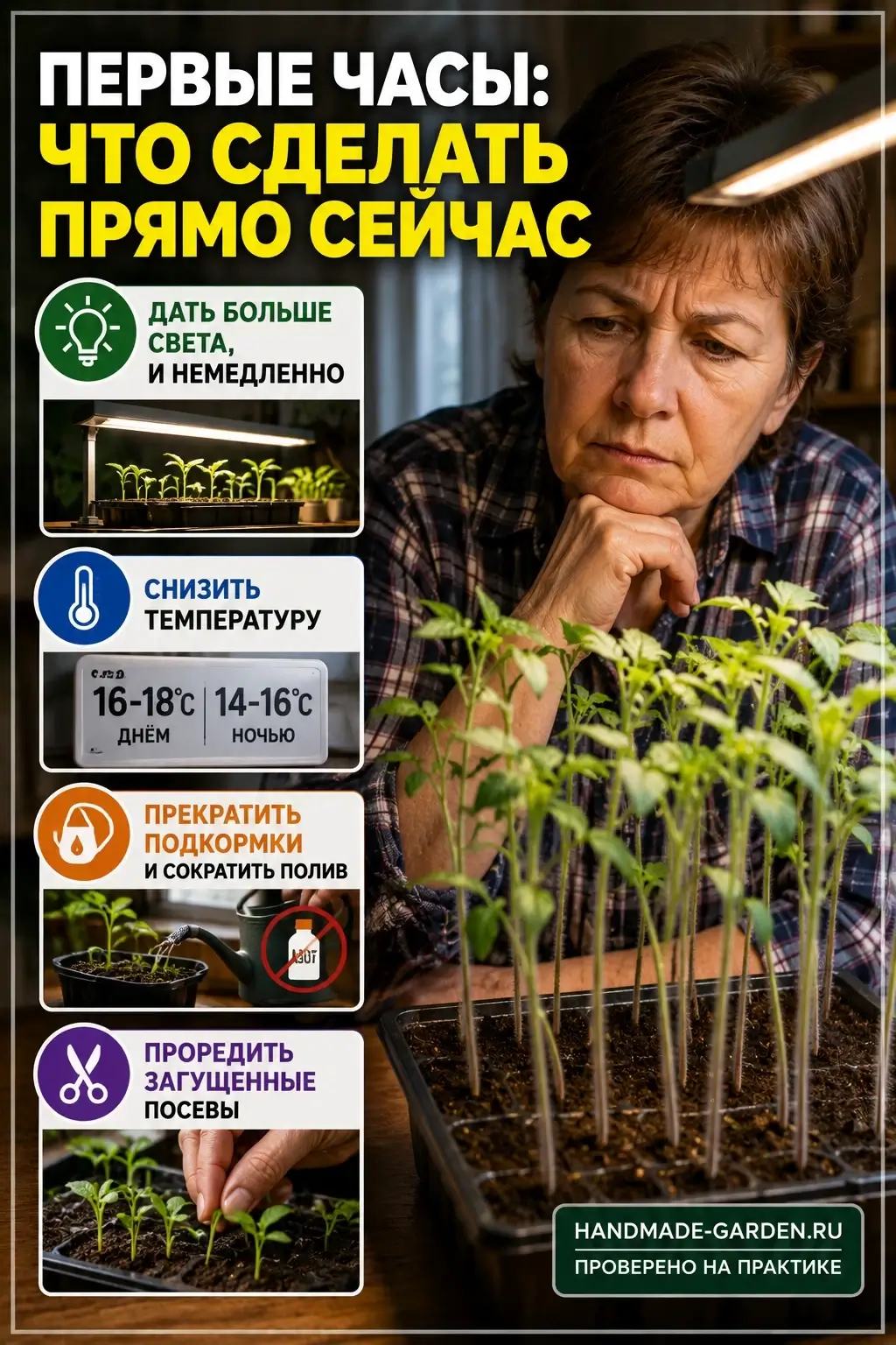 Рассада вытянулась и падает