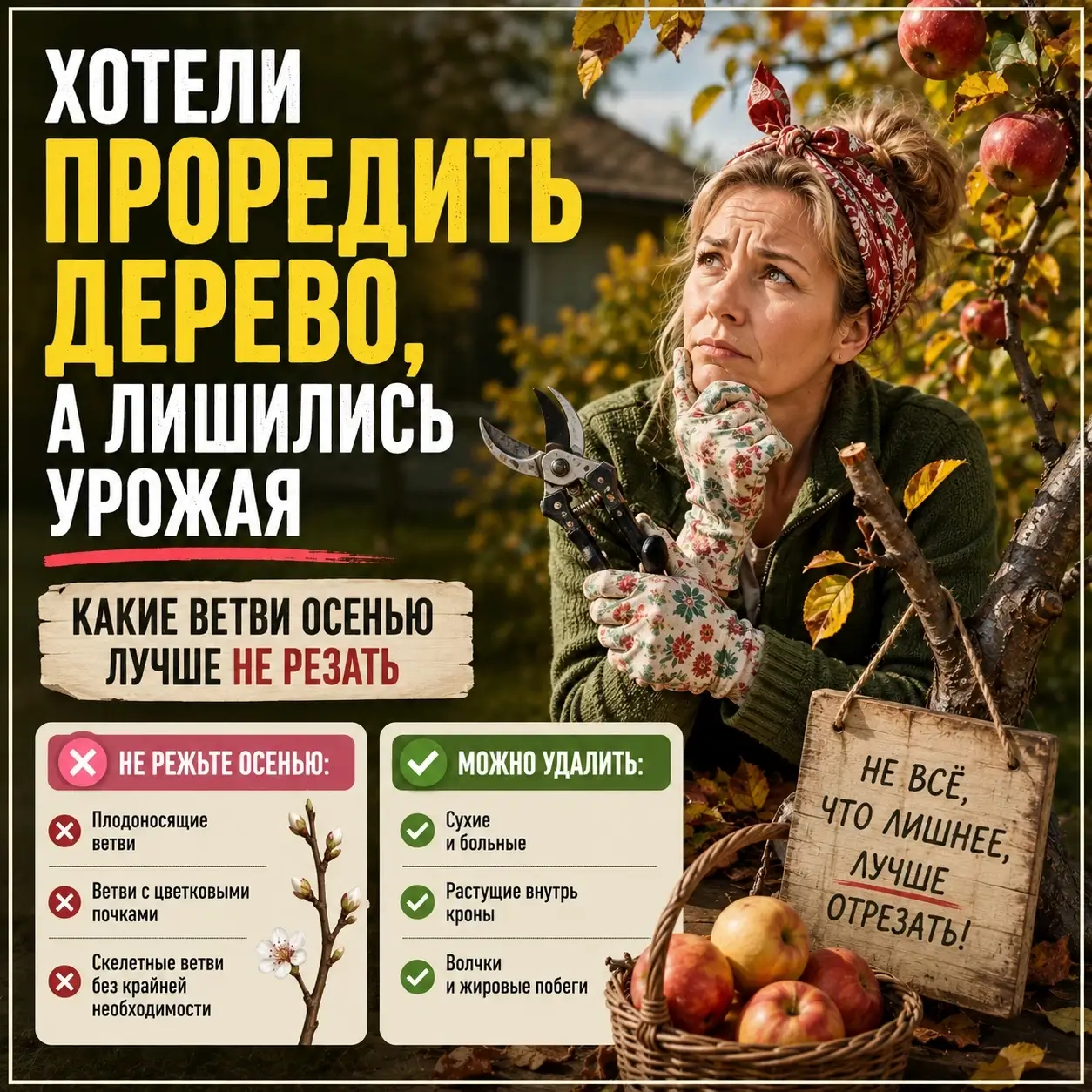 Хотели проредить дерево, а лишились урожая: какие ветви осенью лучше не резать