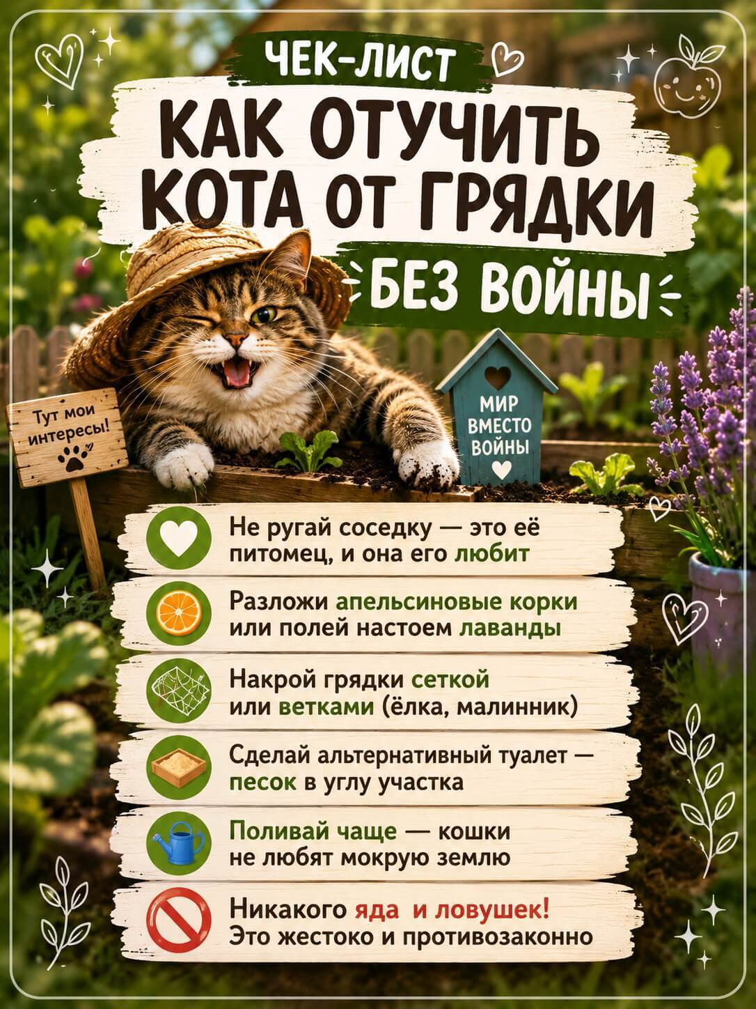 Как отучить кота от грядки без войны