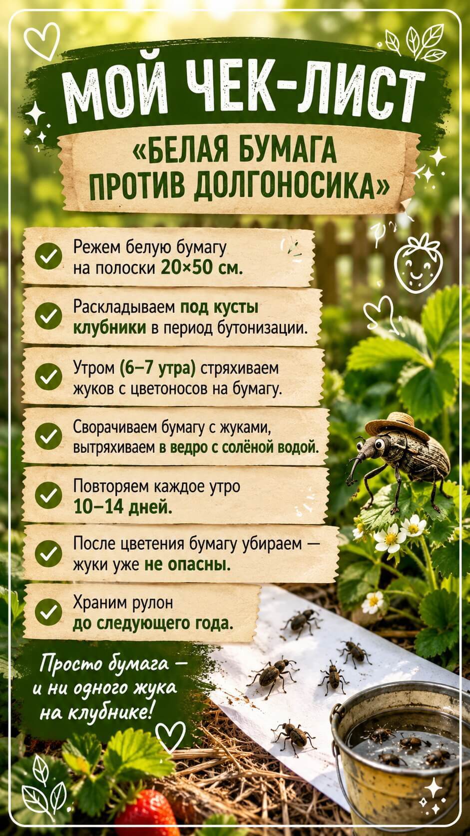 Мой чек-лист &laquo;Белая бумага против долгоносика&raquo;