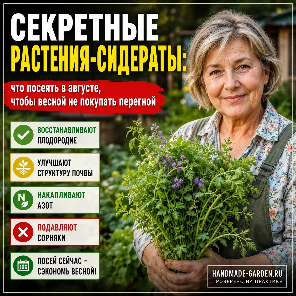 Секретные растения-сидераты: что посеять в августе, чтобы весной не покупать перегной