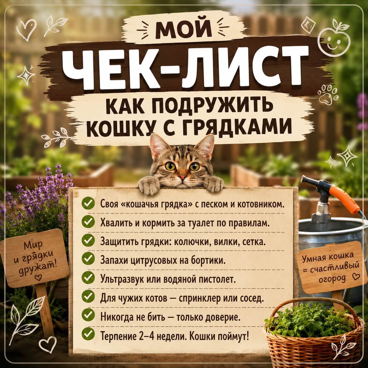 Чек-лист &laquo;Кошка и грядки &mdash; мирное сосуществование&raquo;