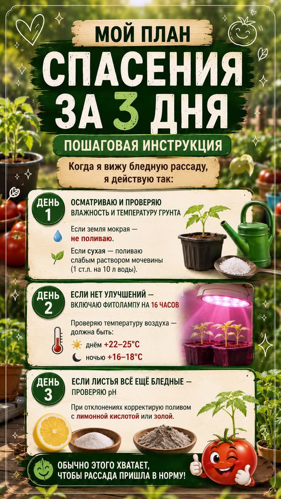 Мои 5 золотых правил, чтобы рассада не бледнела