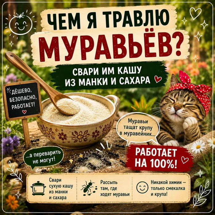 Как я борюсь с муравьями&hellip; манкой и сахаром