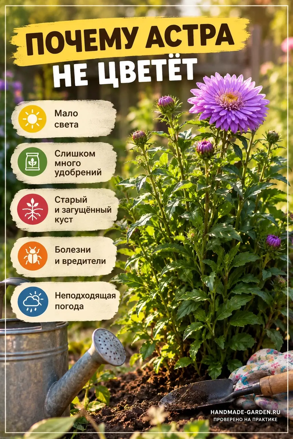 Почему астра не цветёт