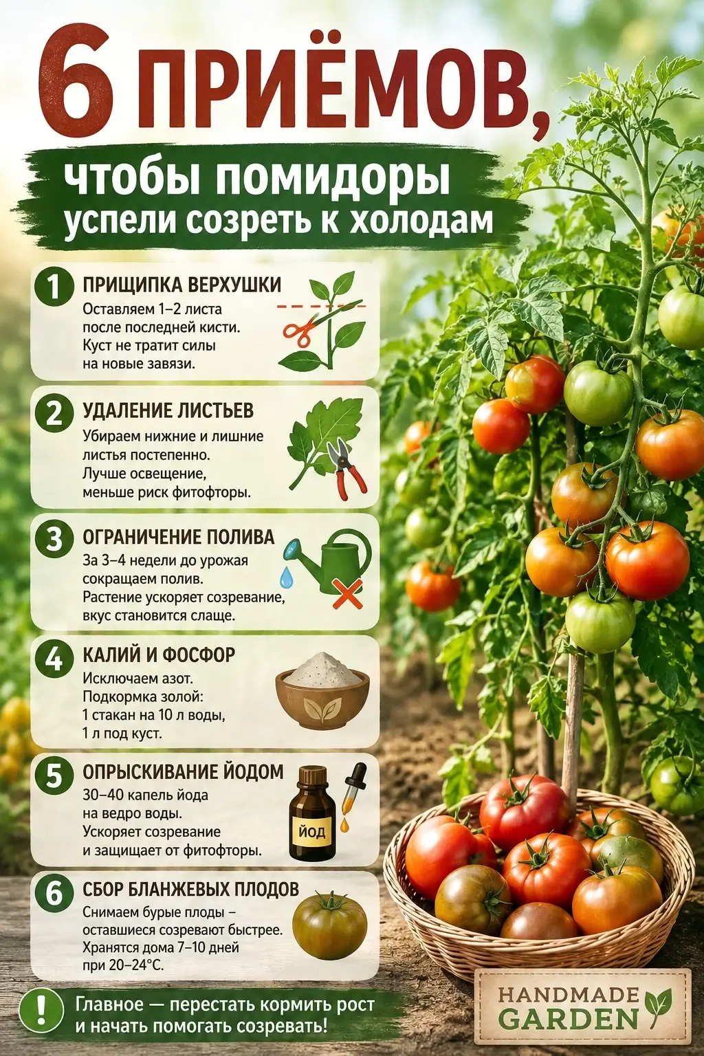 Приемы созревания томатов