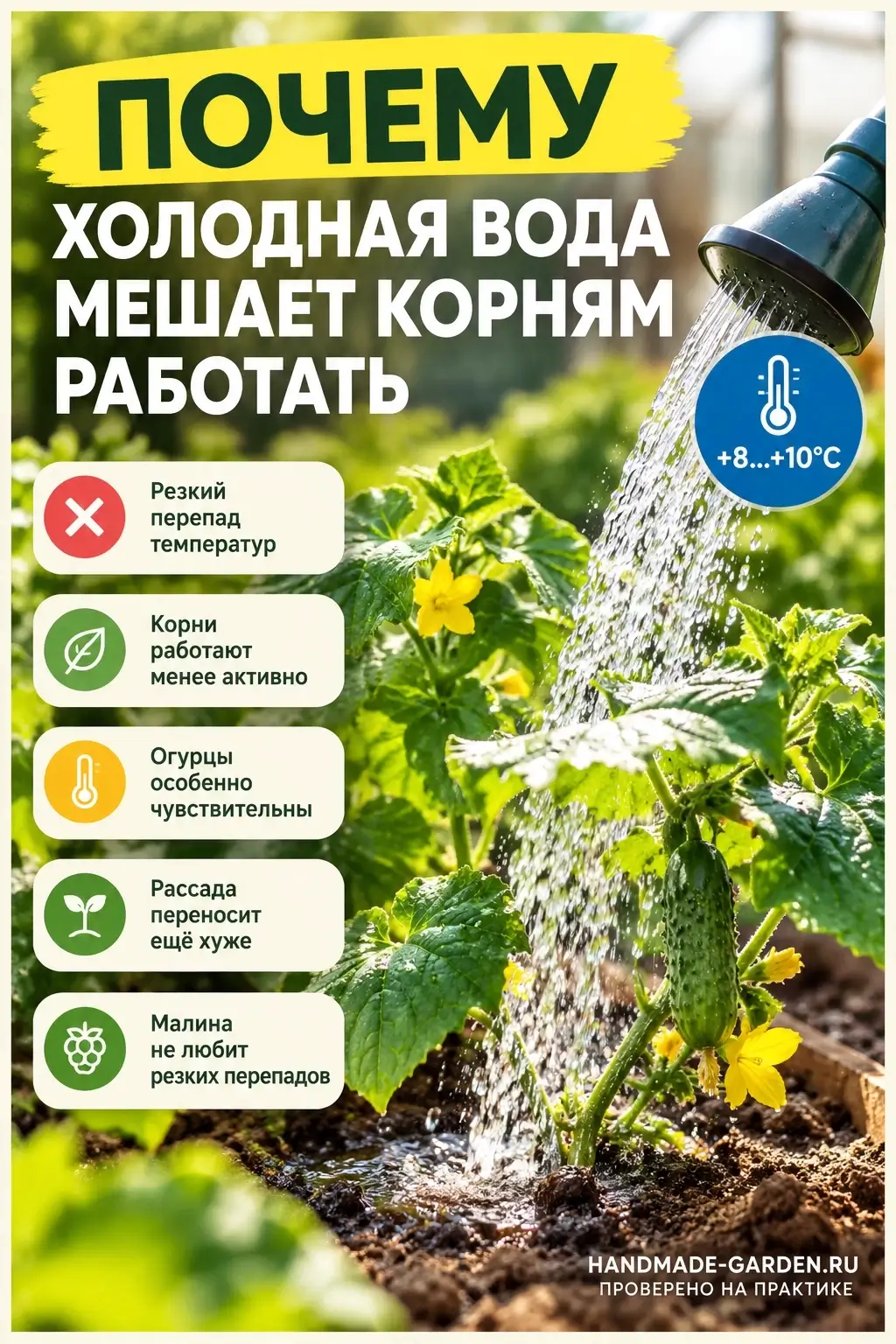 Холодная вода вредит корням растения