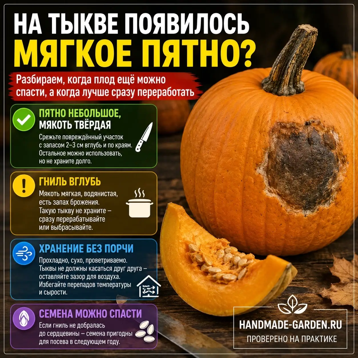 Тыква начала портиться: что делать с плодом